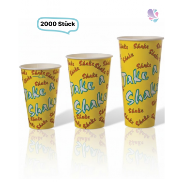 Shakebecher aus Hartpapier mit PE-Beschichtung „Take a Shake“ – 0,3 bis 0,5 l, geschmacksneutral, 2.000 Stück