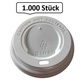 Deckel Weiß für Kaffeebecher für 0,25 l, 0,30 l, 0,40 l, Durchmesser 90 mm, 1.000 Stk