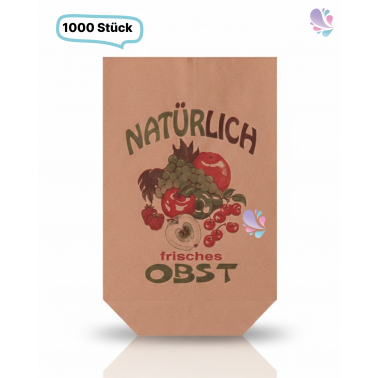 Obstbodenbeutel aus braunem Natronmischpapier mit Neutralmotiv – 1,0 kg, 1,5 kg oder 2,5 kg, stabil, recyclebar, 1.000 Stück