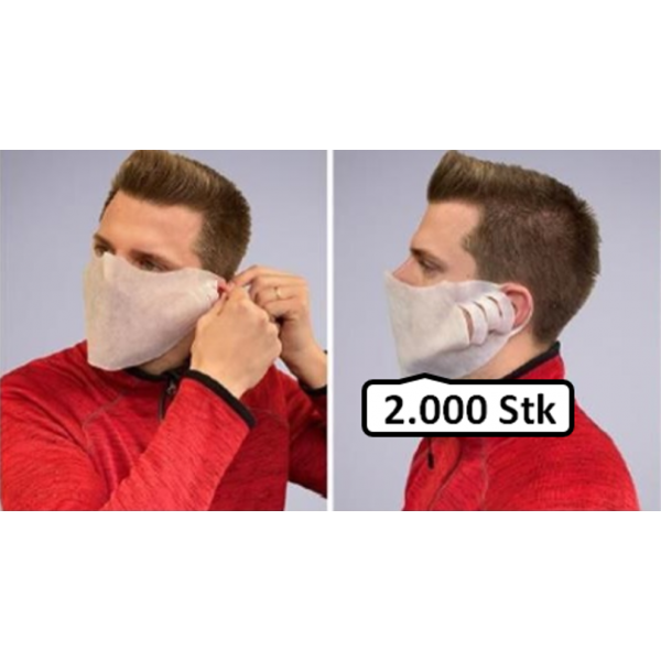 MUND- UND NASENMASKE 2.000 Stk weiß Einwegmaske aus Ökotex-zertifiziertem Vlies