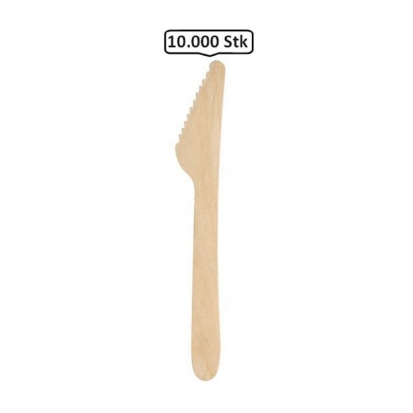 Messer, Holzmesser Einwegbesteck, 10.000 Stk, natur, biologisch abbaubar, 16,5 cm