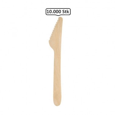 Messer, Holzmesser Einwegbesteck, 10.000 Stk, natur, biologisch abbaubar, 16,5 cm
