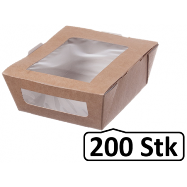 Kartonverpackungen Snackboxen mit Sichtfenster 450ml 200 Stk, to go, take away, biologisch abbaubar