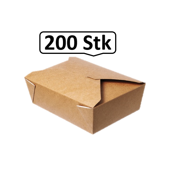 Lunch-Box 1000ml 200 Stk, to go, take away, biologisch abbaubar, natürliches Design, weiße Innenschicht