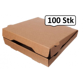 Pizzakarton Pizzabox Flammkuchenbox braun unbedruckt 100 Stk, to go, take away, kompostierbar, Kraftkarton, fettresistent