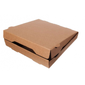 Pizzakarton Pizzabox Flammkuchenbox braun unbedruckt 100 Stk, to go, take away, kompostierbar, Kraftkarton, fettresistent