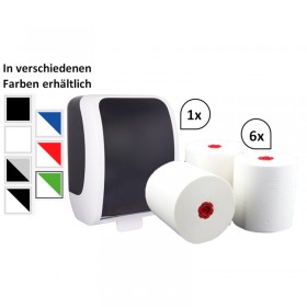SET: Handtuchrollenspender Autocut, Blanc Cosmos verschied. Farben + 6 Handtuchrollen PREMIUM TAD - PRODUKTSET