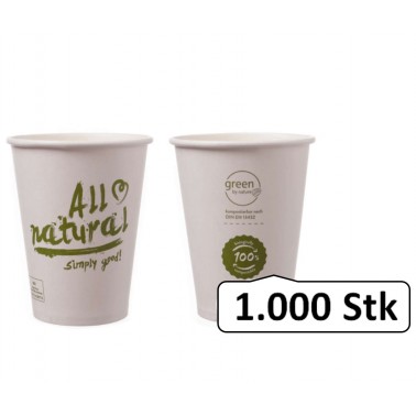 Bio-Kaffeebecher Singlewall 8oz, 0,20 l, Ø 80 mm, 1.000 Stk, PLA beschichtet, All natural, kompostierbar