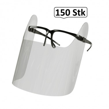 Brillen Schild Halbvisier, Gesichtsschild, Gesichtsvisier, Face Shield, 150 Stk., Mehrweg, optimale Sitz- und Passform