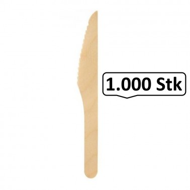 Messer, Holzmesser Einwegbesteck, 1.000 Stk, gewachst, biologisch abbaubar, 16 cm