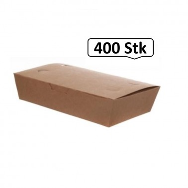 Meal-Box 1.000ml 400 Stk, to go, take away, biologisch abbaubar, natürliches Design, weiße Innenschicht