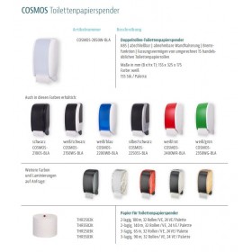 SET Toilettenpapierspender Doppelrollen Blanc Cosmos verschied.Farben + 32 Toilettenpapierrollen Long Life 3L - PRODUKTSET