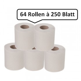 64 Toilettenpapier Toilettenpapierrollen SET, Rolle je 30m, 2-lagig, natur, saugfix, 16.000 Blatt, 10x12cm
