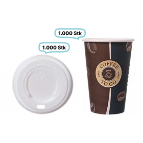 SET: Kaffeebecher mit Deckel 0,30 l, 1.000 Stk, 12oz, Qualitätstrinkbecher