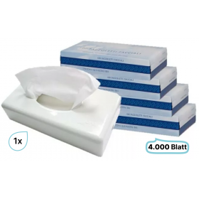 SET: Kosmetiktuchspender FUTURA weiß + 4.000 Kosmetiktücher Premium Softskin, 100% Zellstoff, weich, saugstark, reißfest