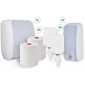 SET Waschraum: Handtuchrollenspender AUTOCUT + 2 TAD Handtuchrollen + Schaumseifenspender SENSOR + 2 Kartuschen