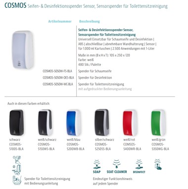 Cosmos Desinfektionsspender in verschiedenen Farben